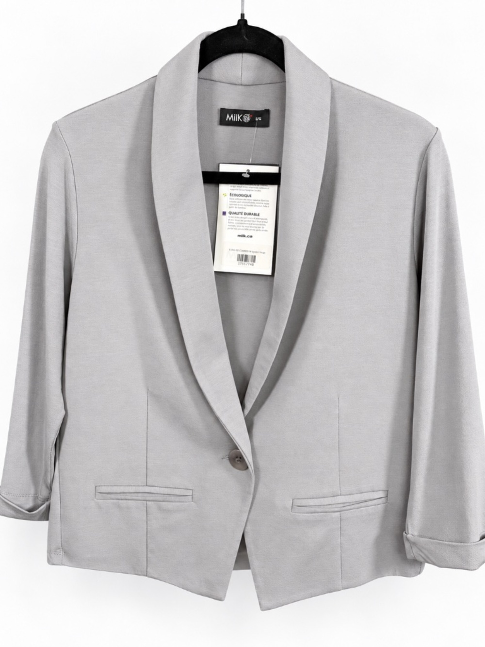 Miik - NWT - Claire Tailored Crop Blazer Jacket Oyster Grey - L